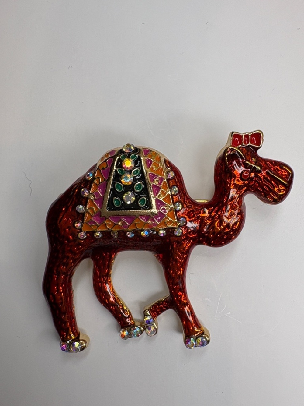 Red Jeweled Camel Brooch